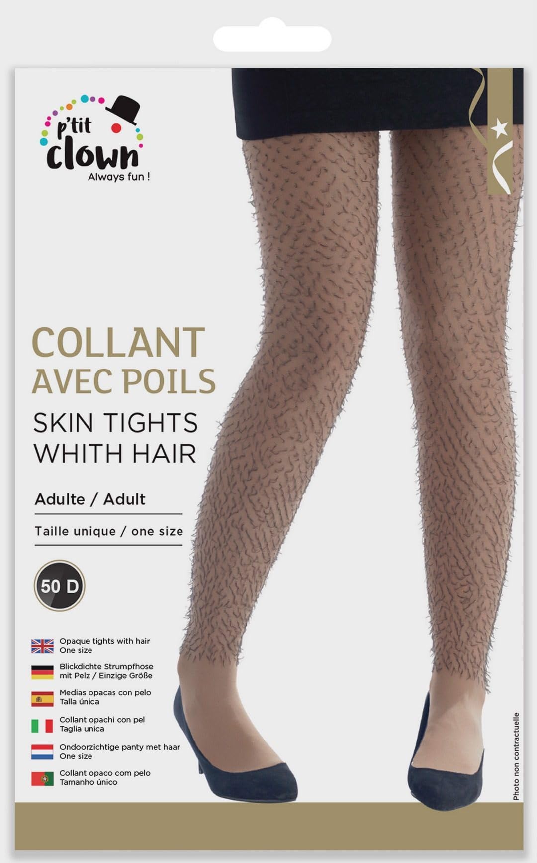 p-tit-clown-74770-strumpfhose-fantasie-behaarte-beine-hautfarben-one-size-damen image 2