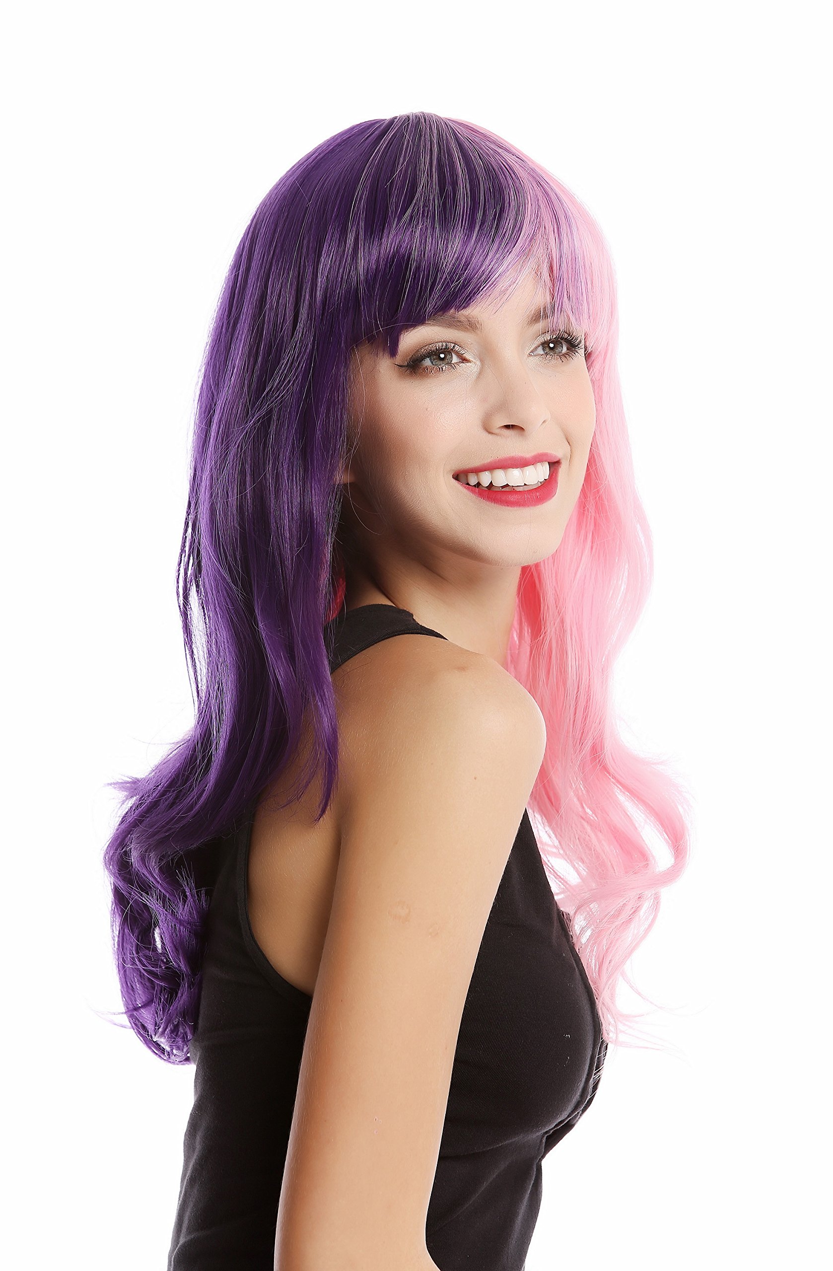 wig-me-up-gf-w2301-damenper-cke-lila-pink-halb-lila-halb-rosa-lockig-55-cm image 1