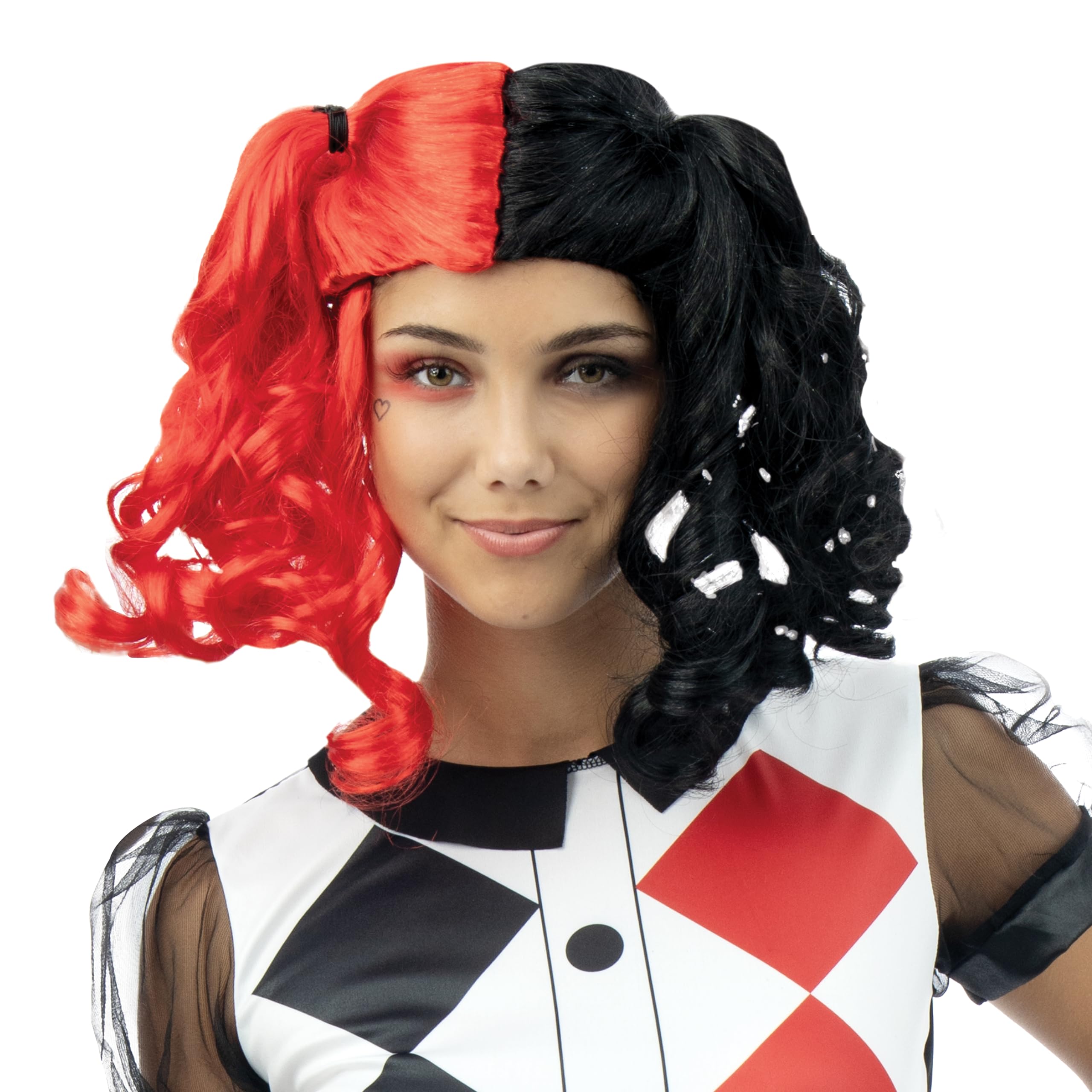 ptit-clown-harlekin-per-cke-mit-zipfeln-schwarz-rot image 1
