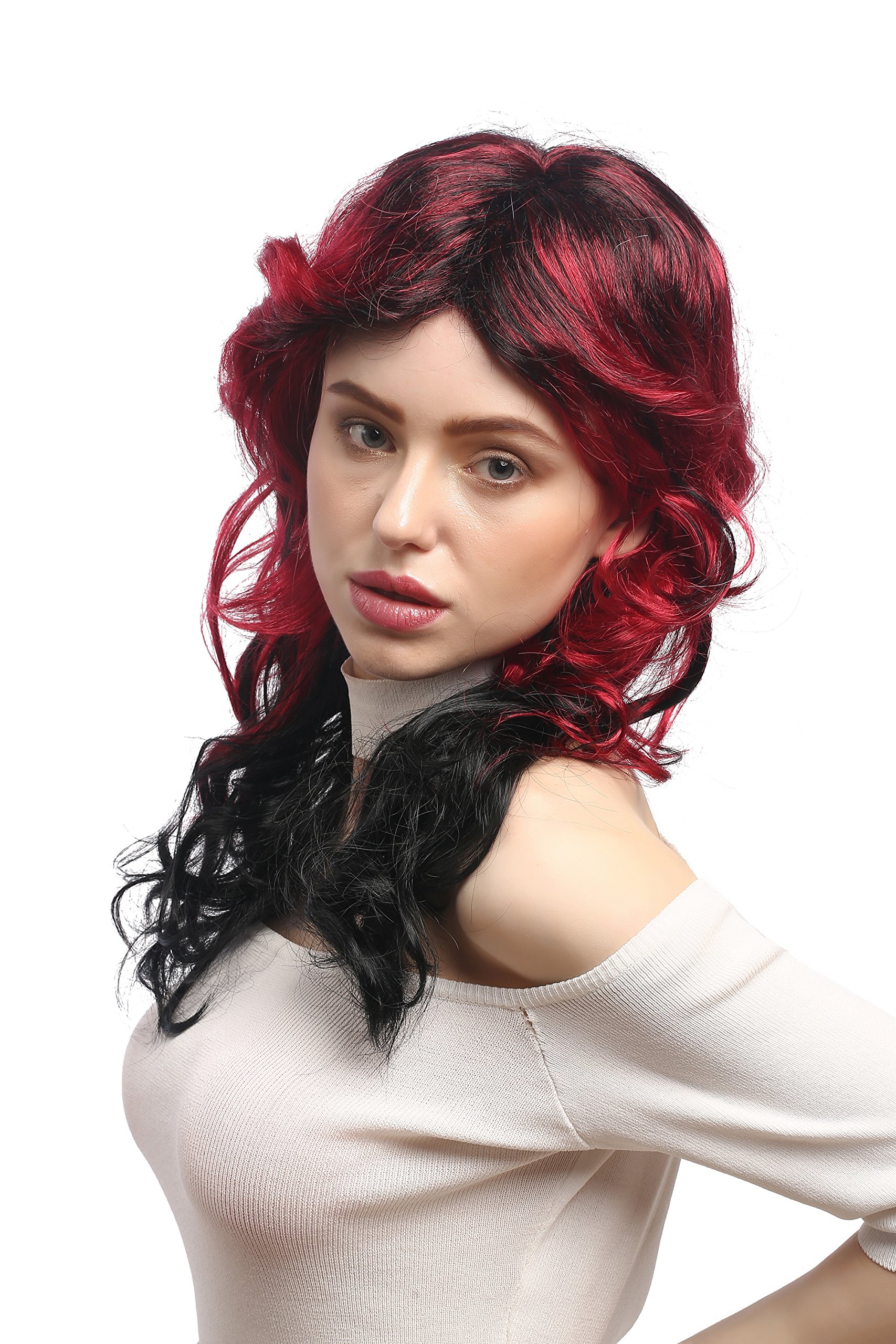 wig-me-up-91219-party-per-cke-schwarz-rot-ombre-wellig-55-cm image 2