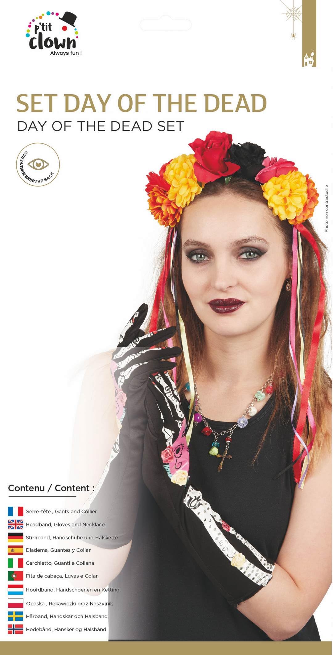 p-tit-clown-30046-day-of-the-dead-set-damen-haarreif-handschuhe-kette image 3