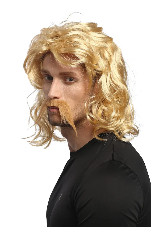 wig-me-up-per-cke-bart-set-herren-blond-wellig-gallier-wikinger-barbar-40-cm image 1
