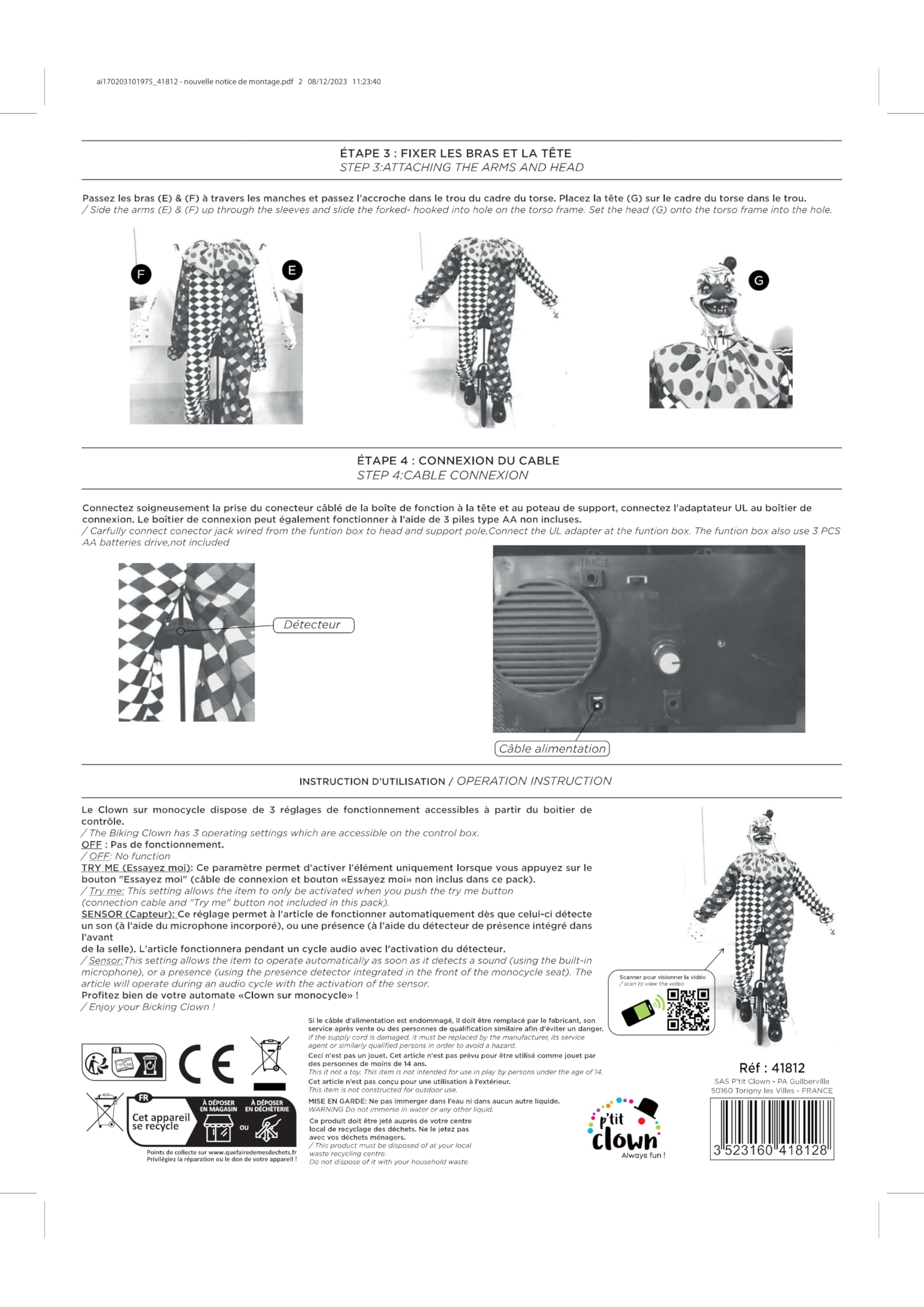 ptit-clown-halloween-automat-clown-animatronik-mit-sound-und-licht image 3