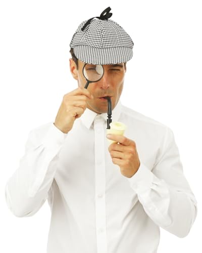 p-tit-clown-detektiv-kost-m-set-grau-schwarz-one-size-mit-kappe-lupe-pfeife image 8