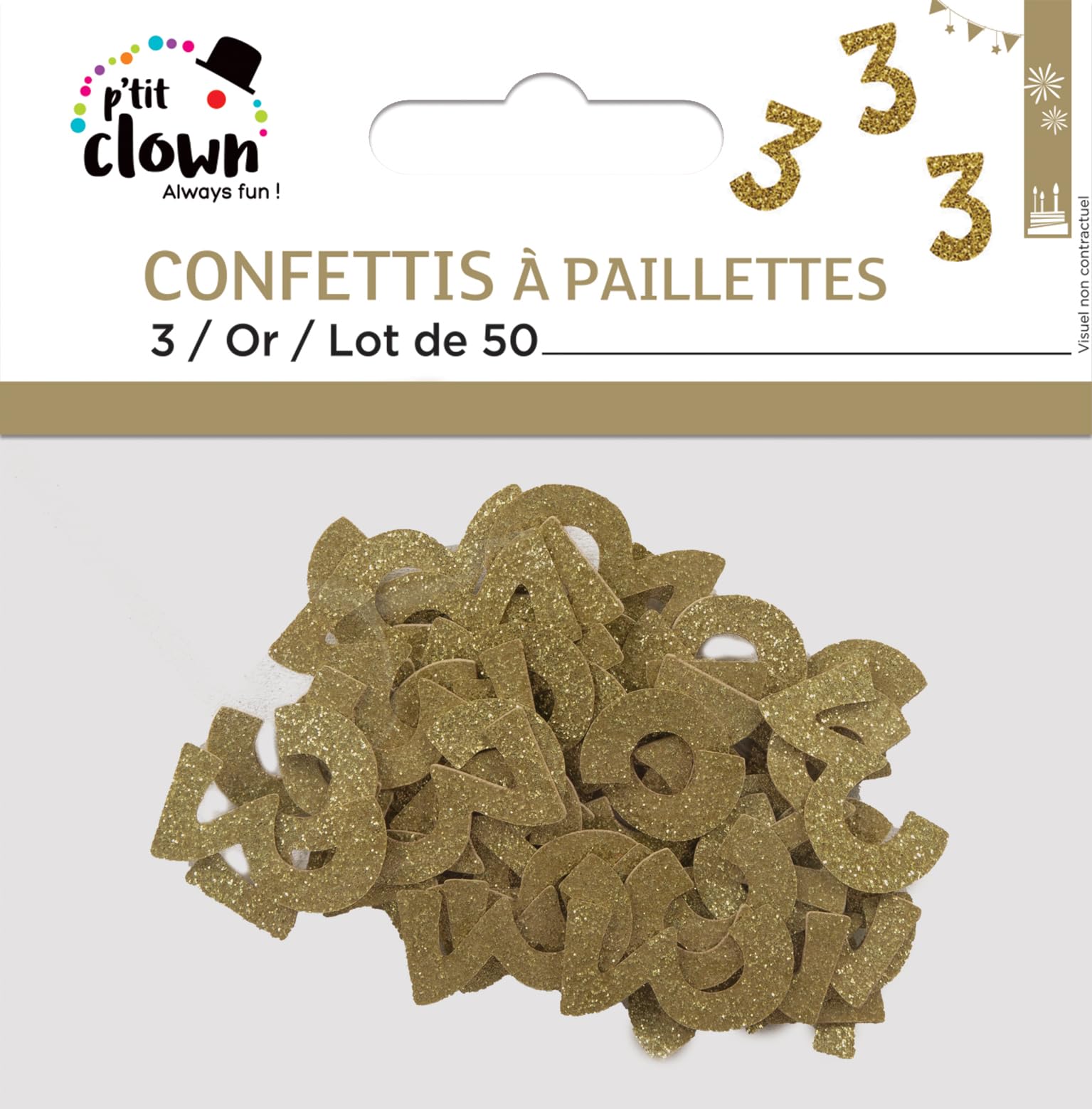 ptit-clown-glitzer-konfetti-zahl-3-gold-50-st-ck-tischkonfetti image 2