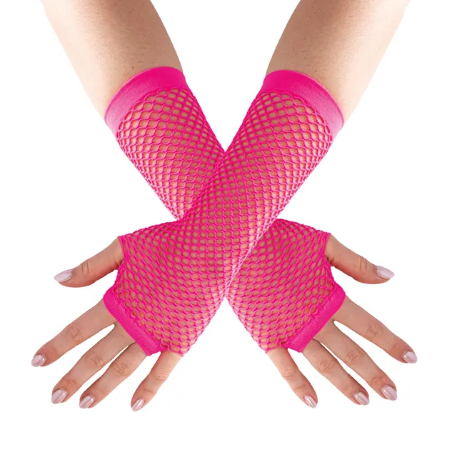 ptit-clown-fingerlose-netzhandschuhe-lang-neon-rosa-erwachsene image 1