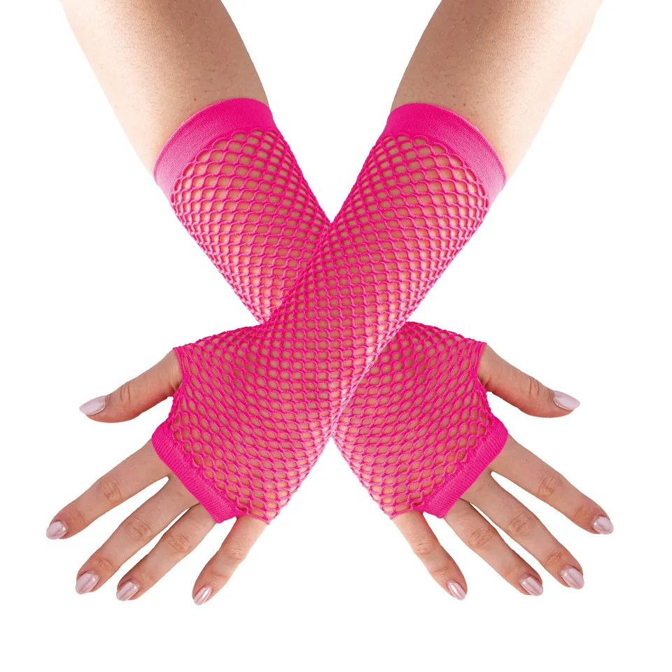 ptit-clown-fingerlose-netzhandschuhe-lang-neon-rosa-erwachsene image 1