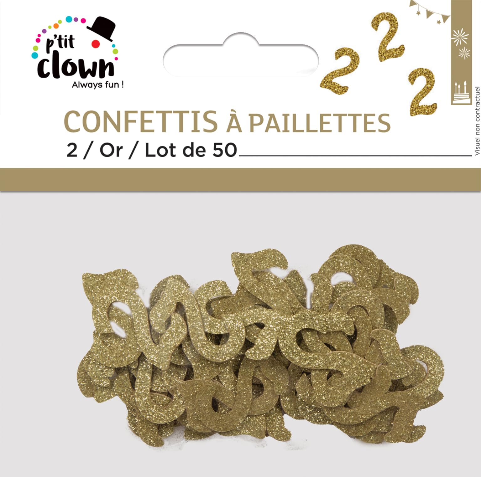 ptit-clown-glitzer-konfetti-zahl-2-gold-50-st-ck-tischdeko image 2