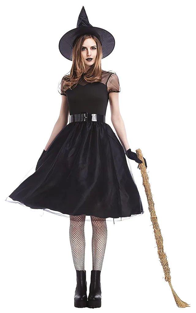 p-tit-clown-hexenkost-m-damen-schwarz-l-kleid-mit-hut image 1