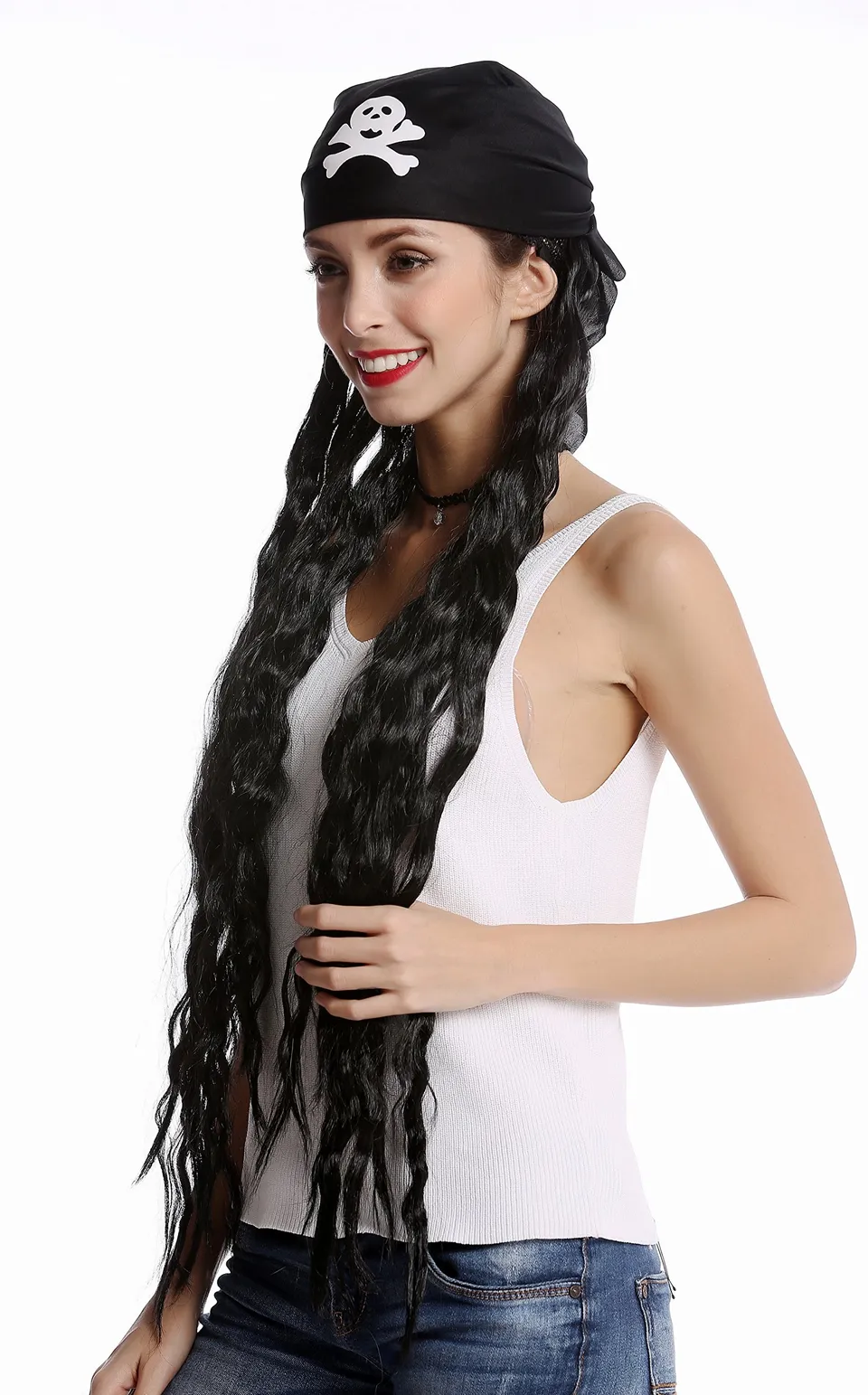 wig-me-up-90895-piraten-per-cke-mit-totenkopf-bandana-schwarz-70-cm image 1