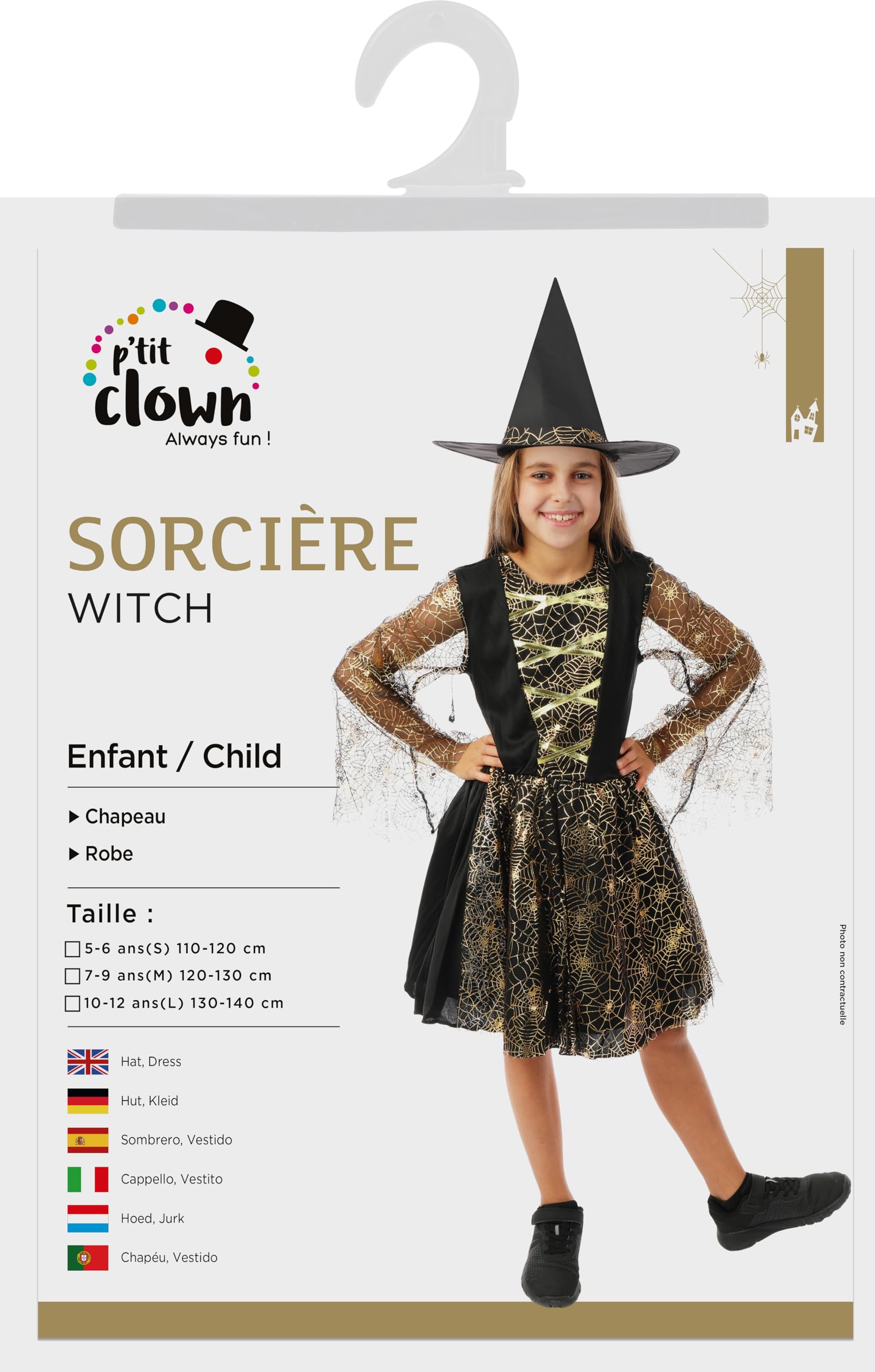 ptit-clown-22044-hexenkost-m-schwarz-gold-kinder-10-12-jahre image 5