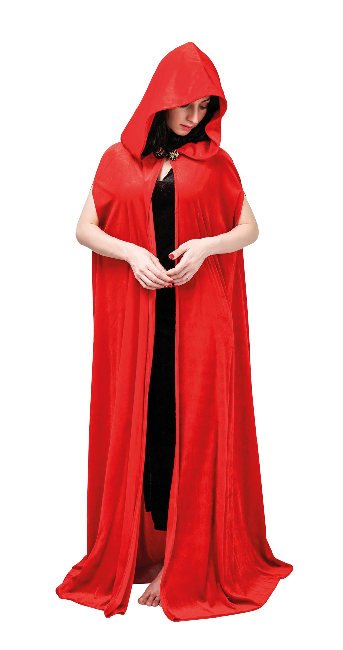 ptit-clown-samt-umhang-mit-kapuze-150-cm-rot image 2