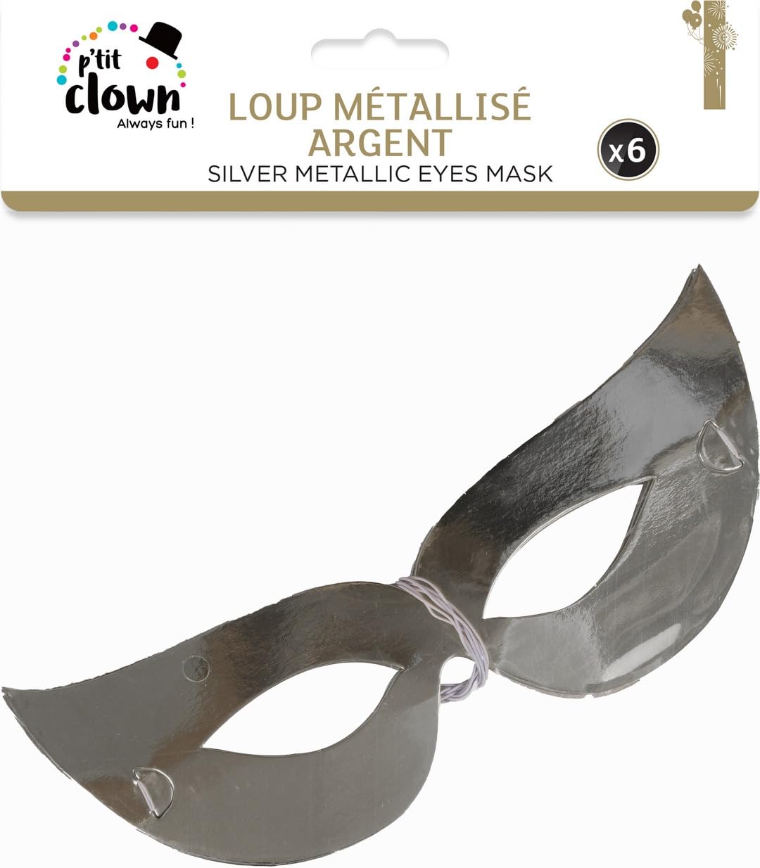p-tit-clown-re33180-augenmasken-set-6-st-ck-metallic-silber-libelle image 2