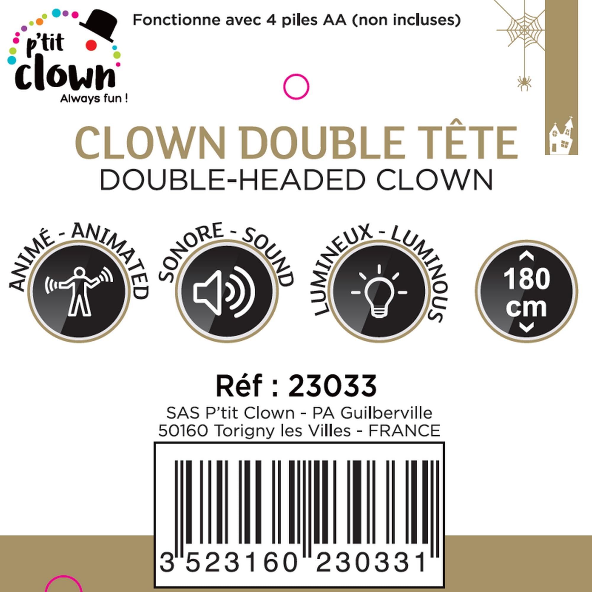 p-tit-clown-horror-animatronic-clown-doppelkopf-180-cm-mit-sound-und-licht image 4
