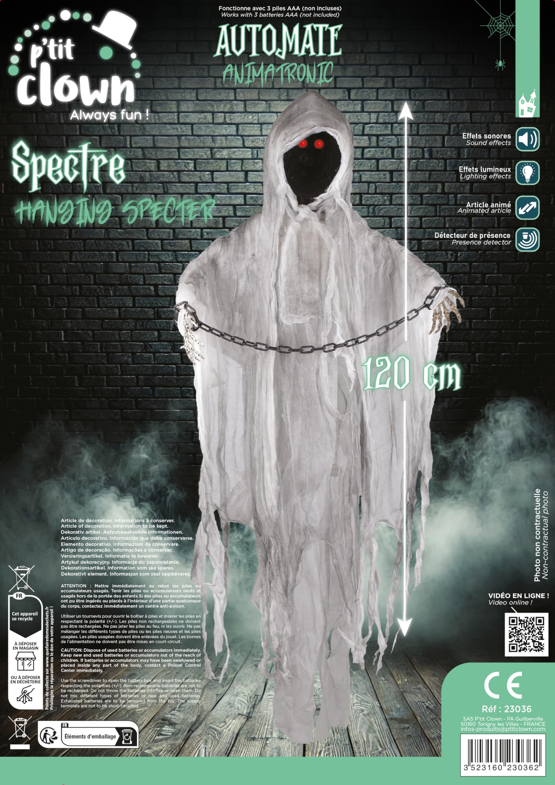 ptit-clown-animatronic-geist-h-ngedeko-120-cm-mit-sound-und-licht image 3