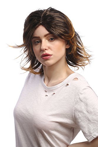 wig-me-up-6046-p27tp1-damen-party-per-cke-kurz-braun-blond-mittelscheitel-35-cm image 6