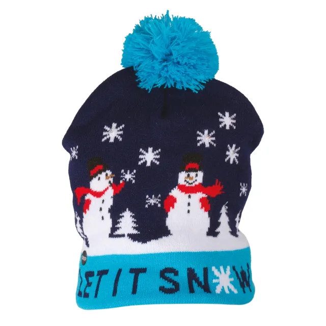 p-tit-clown-re19804-weihnachtsm-tze-f-r-erwachsene-blau-schneemann-beleuchtet image 1