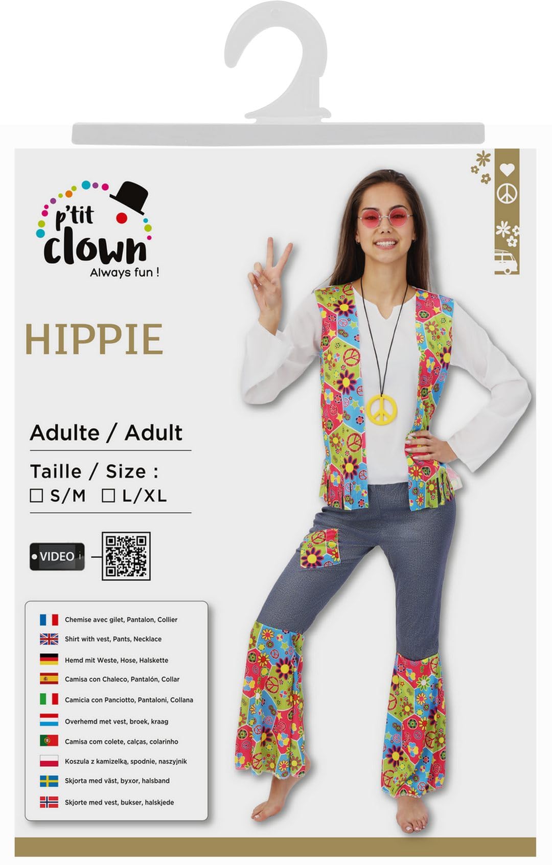 ptit-clown-hippie-kost-m-damen-erwachsene-mehrfarbig-xl image 4