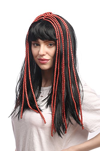 wig-me-up-60327-p103-rope-damenper-cke-lang-schwarz-mit-pony-und-roten-zierb-nde image 6