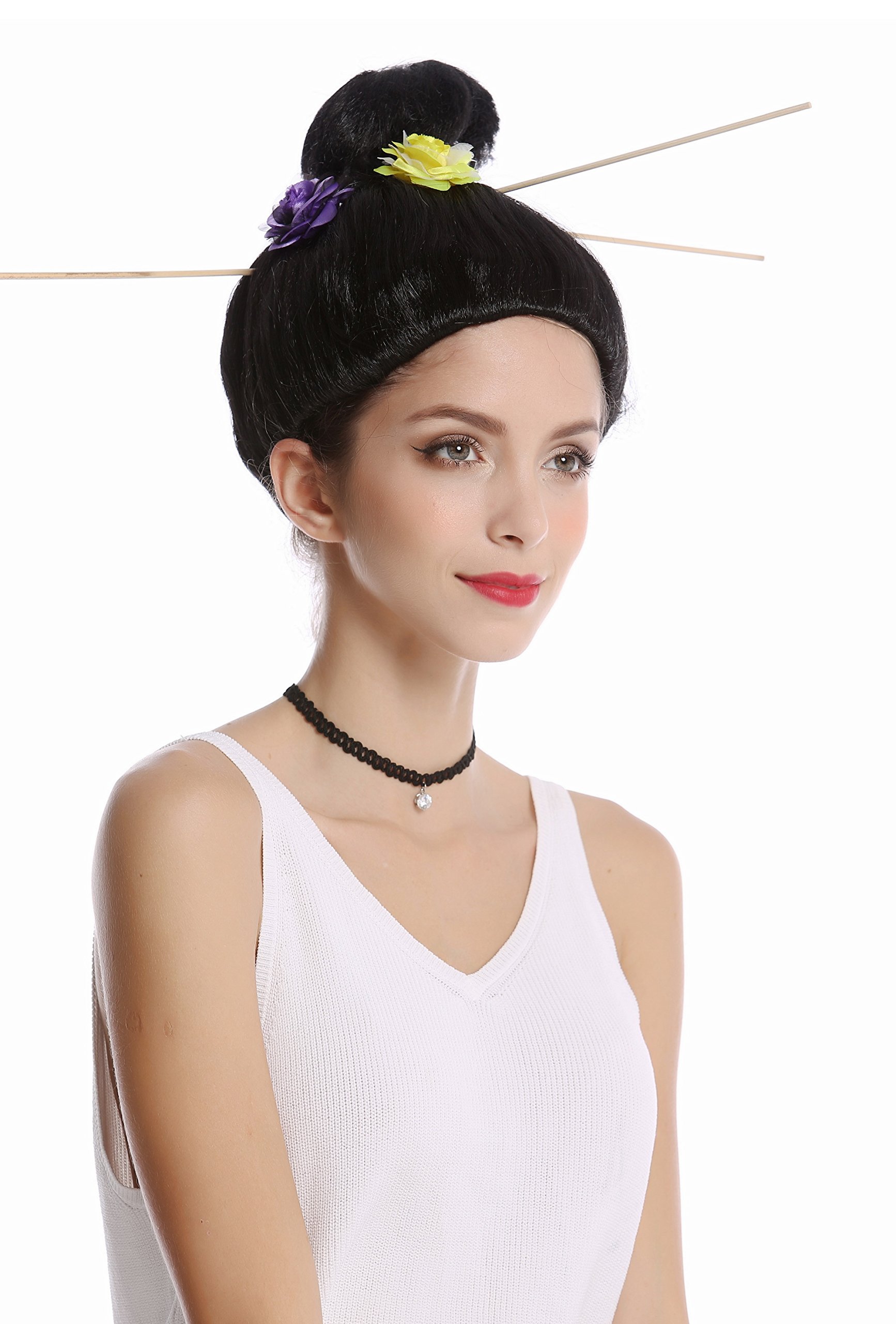 wig-me-up-wg-7022b-za103-damen-per-cke-geisha-hochsteckfrisur-schwarz-mit-haarna image 4