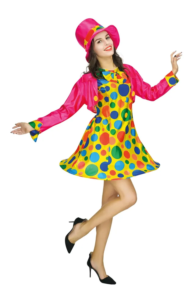 p-tit-clown-clown-kost-m-damen-l-xl-kleid-jacke-hut image 1