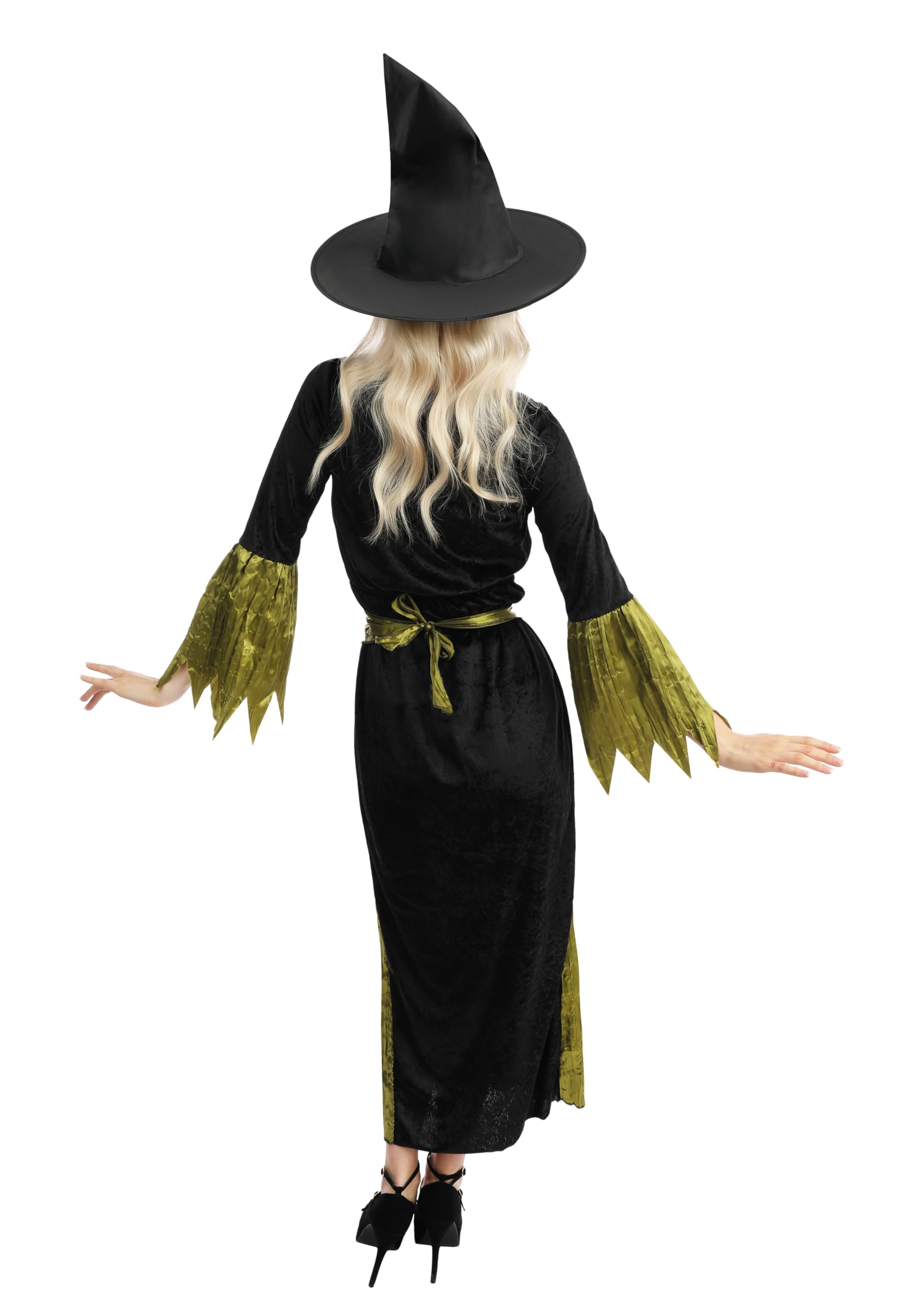 p-tit-clown-hexenkleid-damen-lang-schwarz-gr-n-gr-l-mit-hut image 3