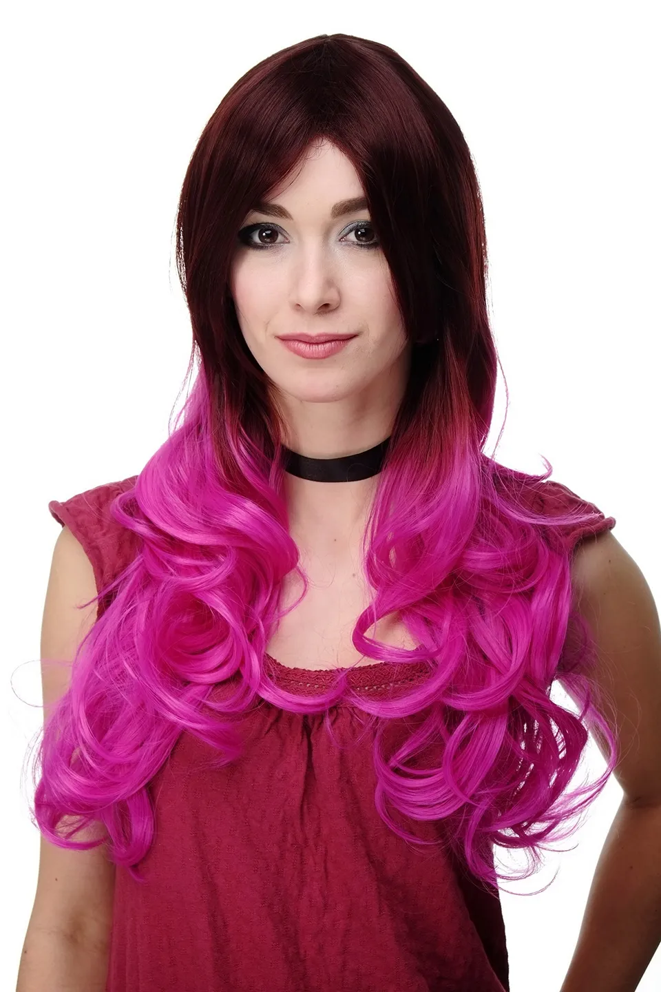 wig-me-up-h9704-33ft2405-ombre-per-cke-braun-pink-60-cm-lockig image 1