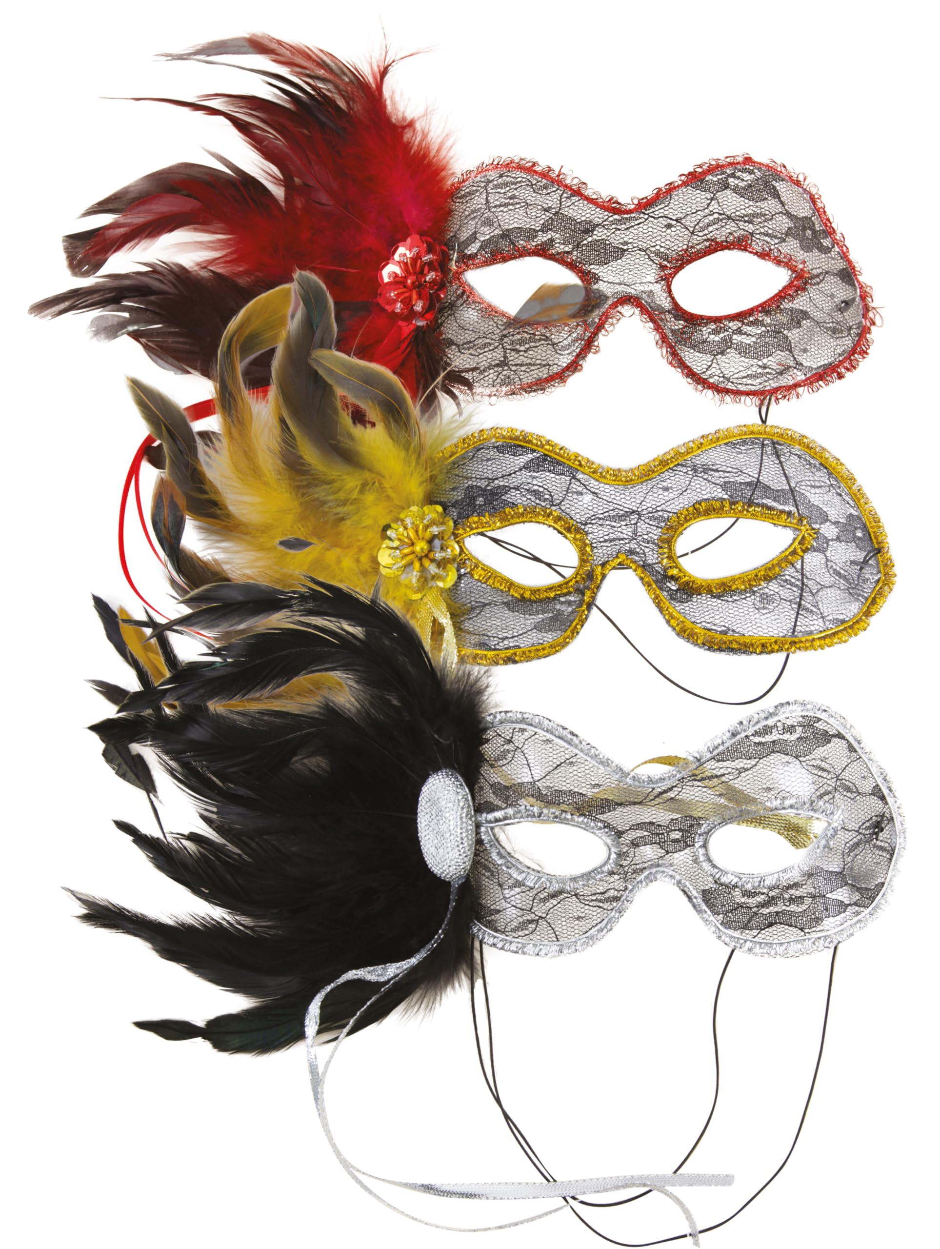 ptit-clown-spitzen-maske-mit-federn-multicolor-zufallsfarbe image 5
