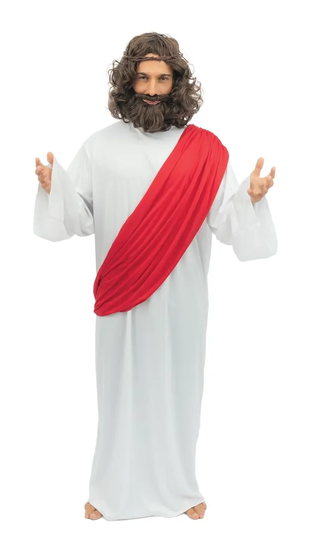 vegaoo-jesus-kost-m-erwachsene-wei-rot-robe-mit-umhang image 1