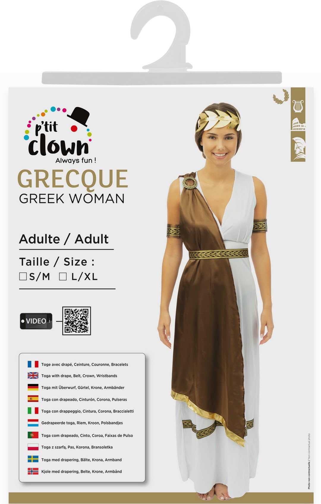 ptit-clown-premium-griechisch-kost-m-damen-toga-mit-g-rtel-krone-armb-nder image 6