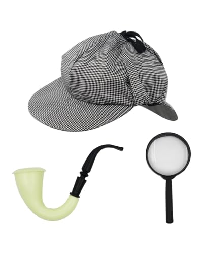 p-tit-clown-detektiv-kost-m-set-grau-schwarz-one-size-mit-kappe-lupe-pfeife image 7