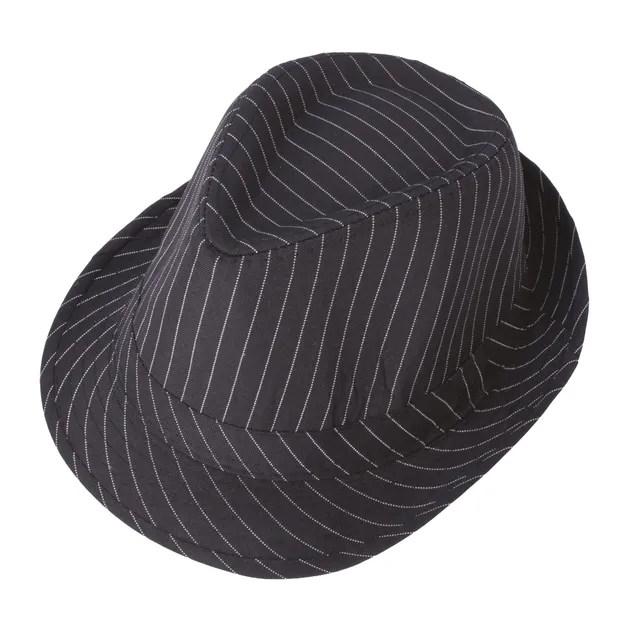 ptit-clown-40388-borsalino-hut-stoff-erwachsene-schwarz-wei-gestreift image 1