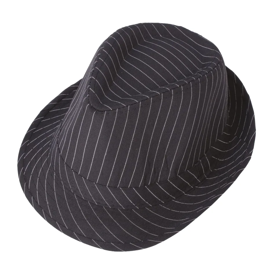 ptit-clown-40388-borsalino-hut-stoff-erwachsene-schwarz-wei-gestreift image 1