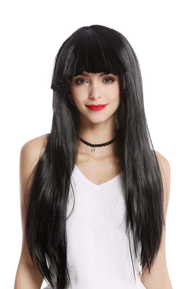 wig-me-up-1373-103-damenper-cke-lang-glatt-schwarz-mit-pony-disco-glam image 1