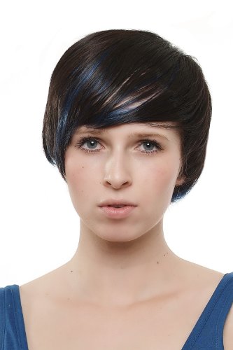 wig-me-up-sa019-4bb061-damen-bob-per-cke-dunkelbraun-mit-blauen-str-hnen image 6