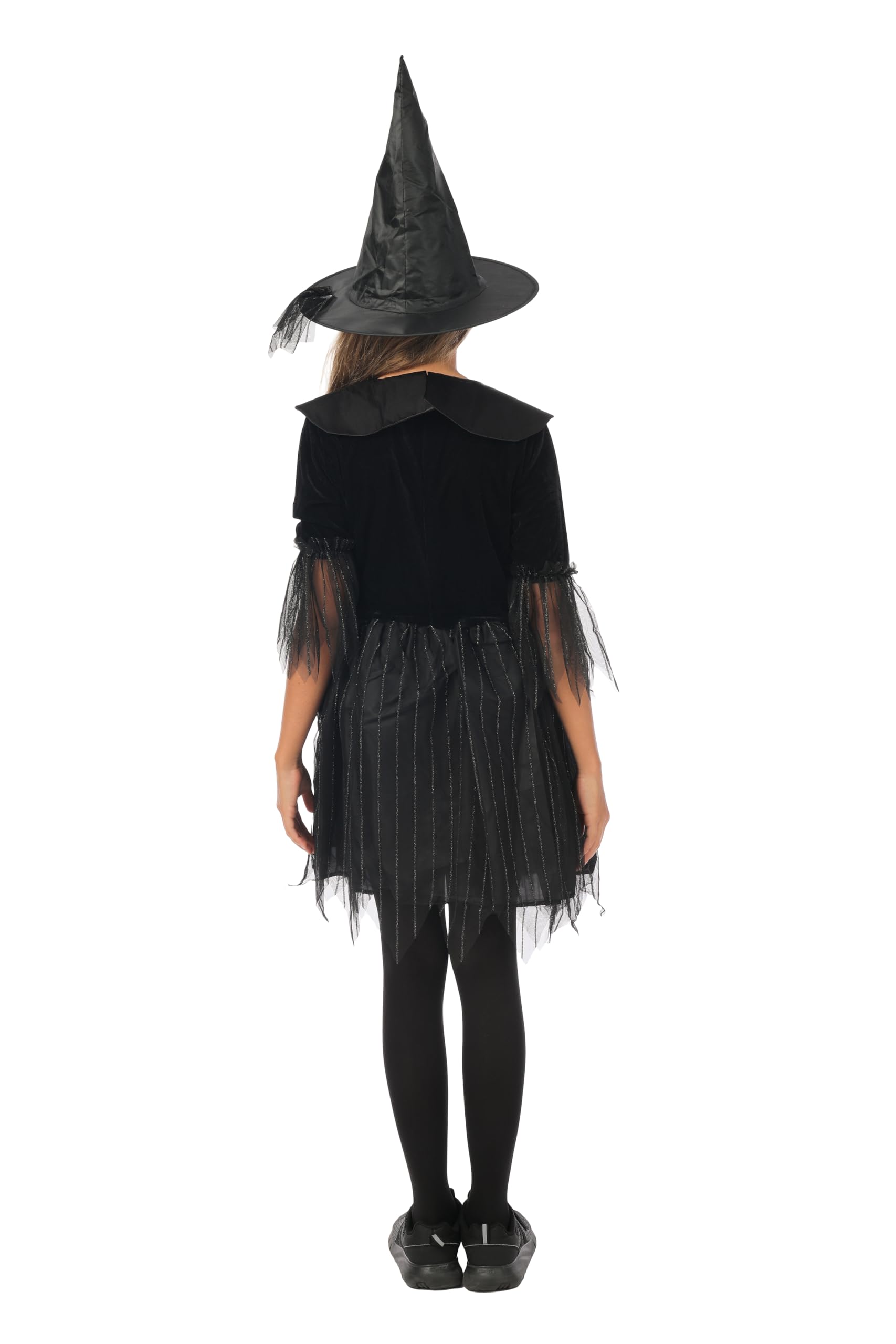 p-tit-clown-hexenkost-m-m-dchen-schwarz-10-12-jahre-kleid-hut-schleier image 3
