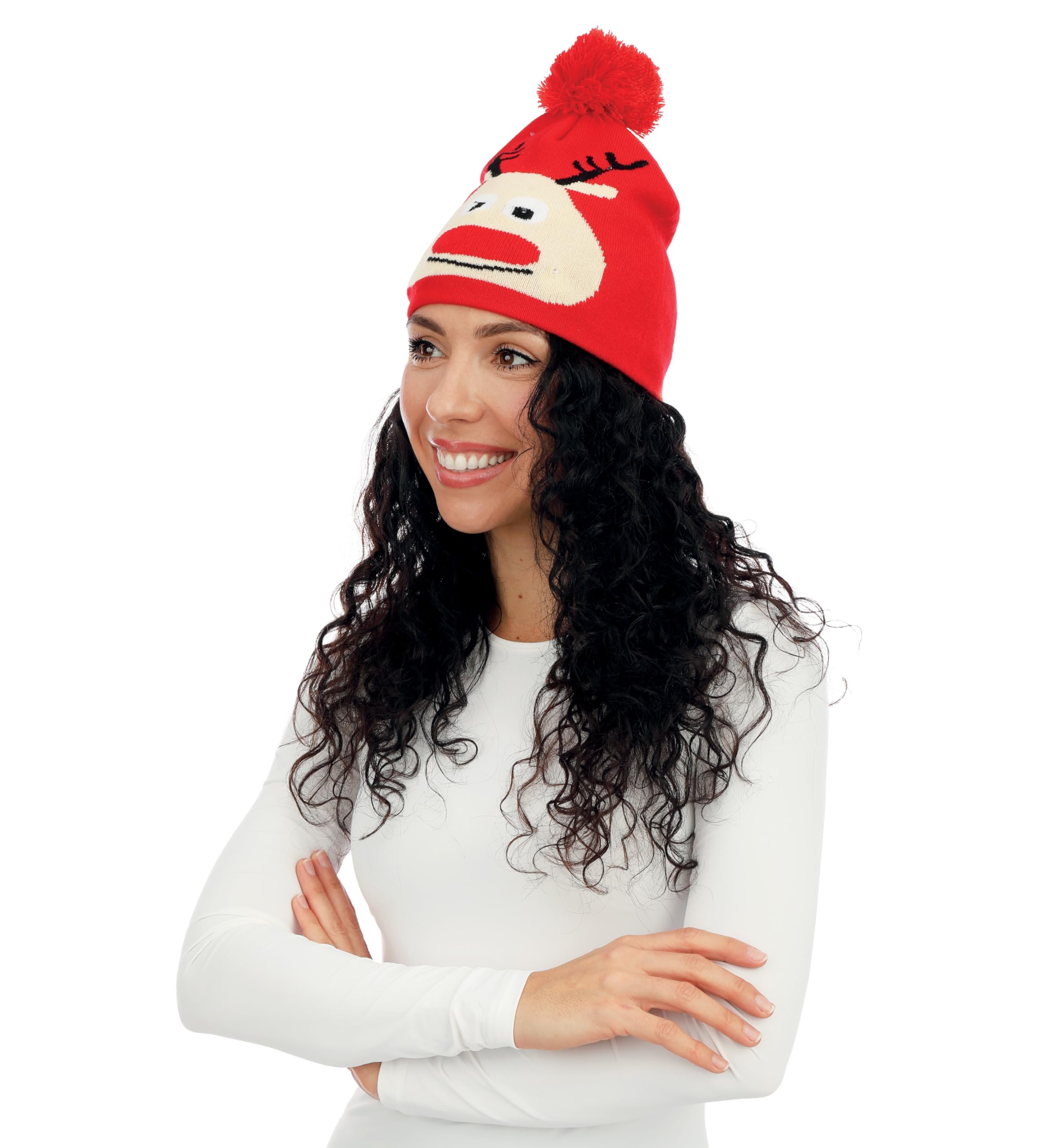 p-tit-clown-weihnachtsm-tze-rentier-mit-licht-rot-einheitsgr-e-erwachsene image 2