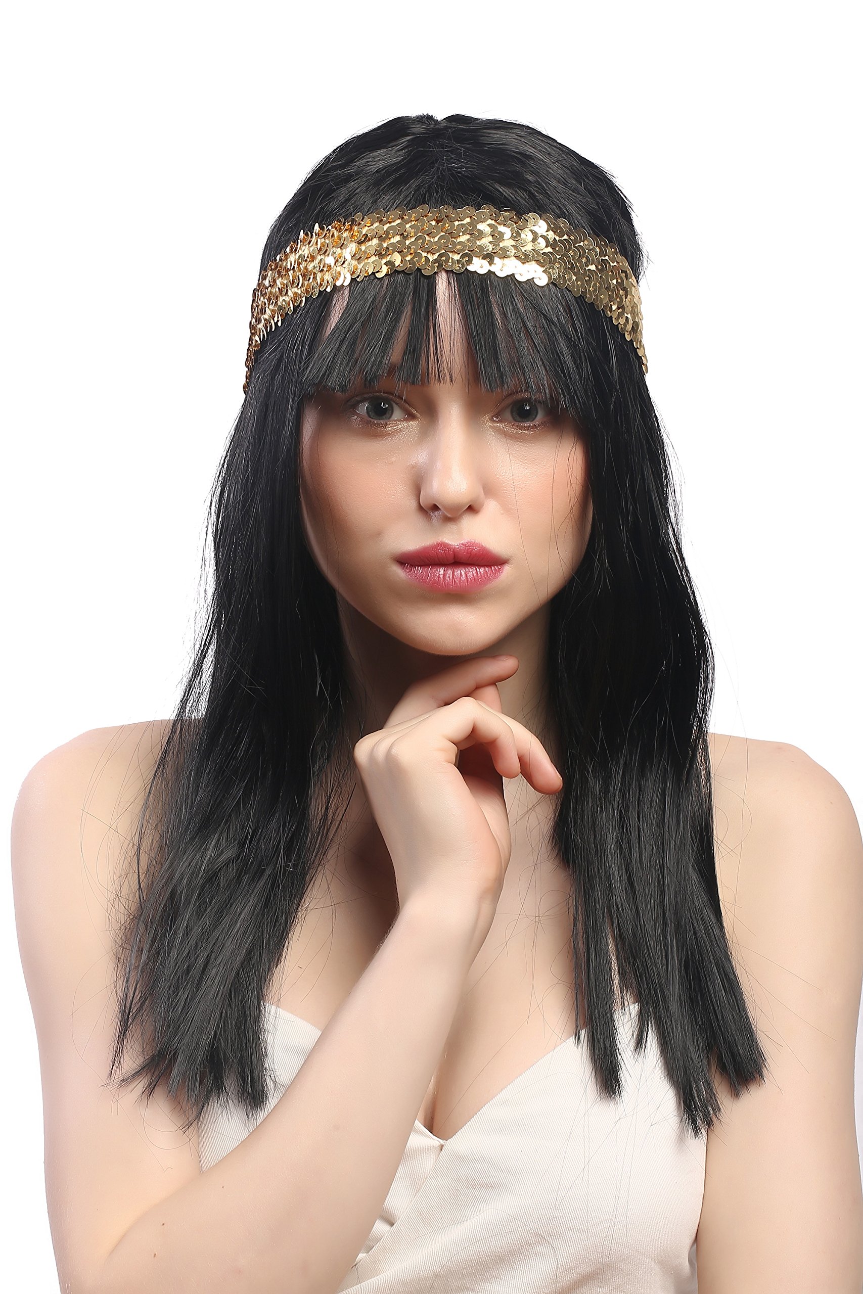 wig-me-up-91270-za103-per-cke-damen-lang-schwarz-mit-pony-und-gold-stirnband-cle image 3