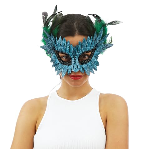 p-tit-clown-23387-halbmaske-wolf-blau-mit-federn-und-schuppen-f-r-erwachsene image 7