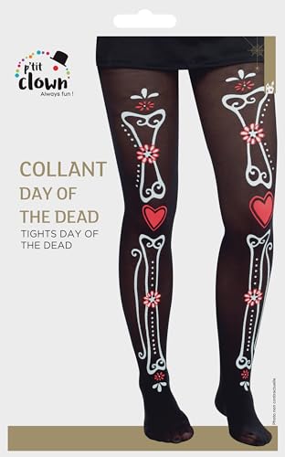 ptit-clown-skelett-strumpfhose-dia-de-los-muertos-damen-schwarz image 5