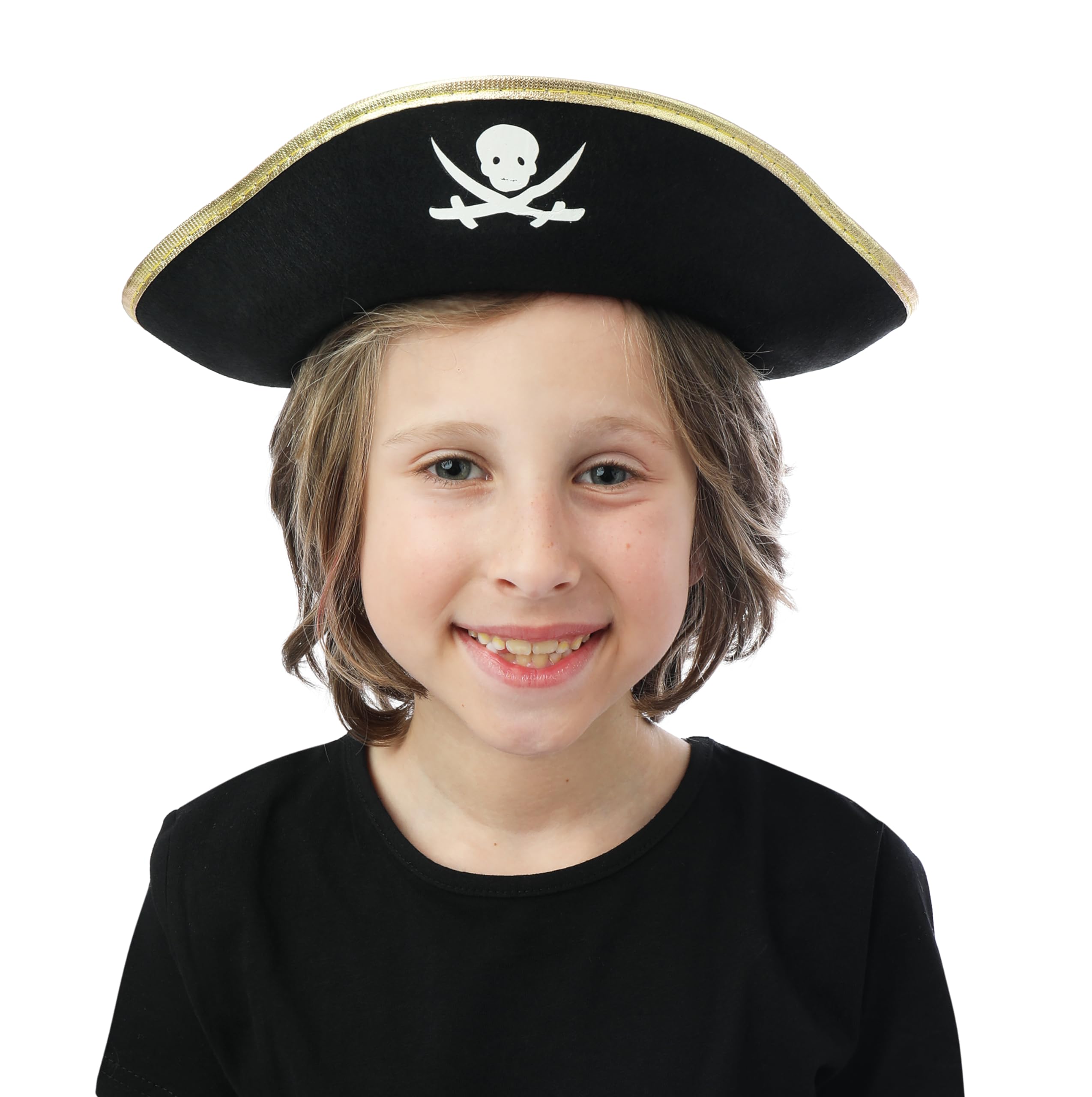 p-tit-clown-piratenhut-filz-schwarz-kinder-mit-goldband image 1