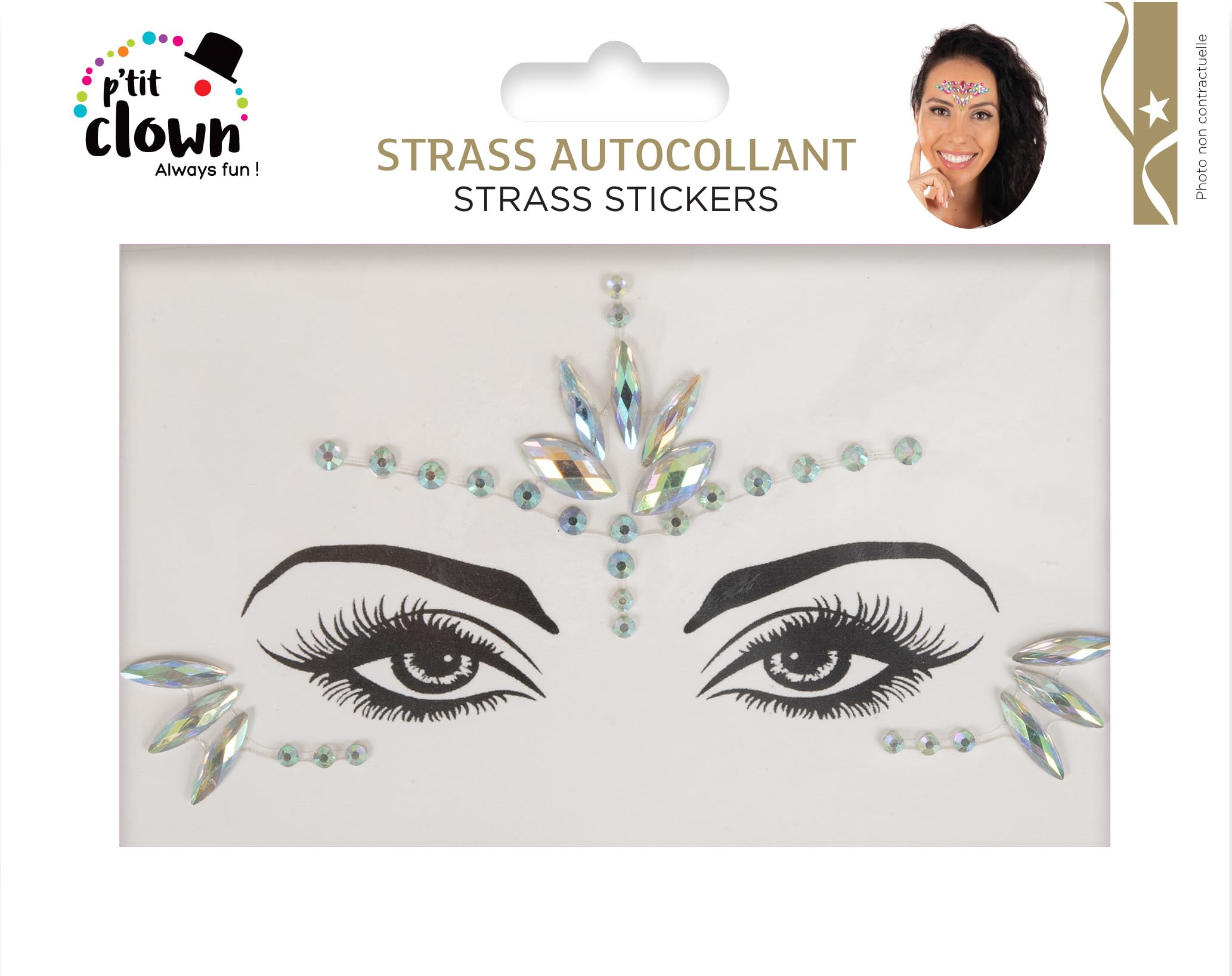 ptit-clown-strass-sticker-gesicht-selbstklebend-modell-zuf-llig image 6