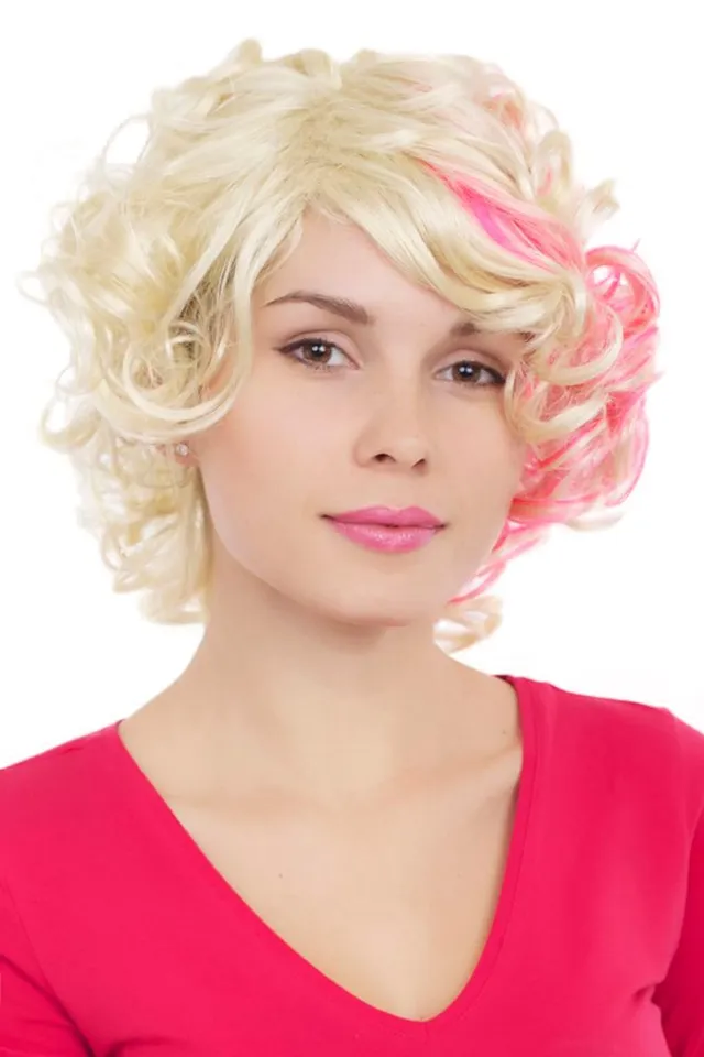 wig-me-up-gfw961-613tf2315-per-cke-kurz-lockig-lichtblond-mit-pink-30-cm image 1