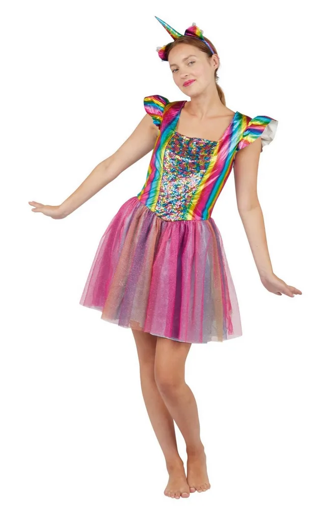 p-tit-clown-damenkost-m-einhorn-regenbogen-gr-l-xl image 1