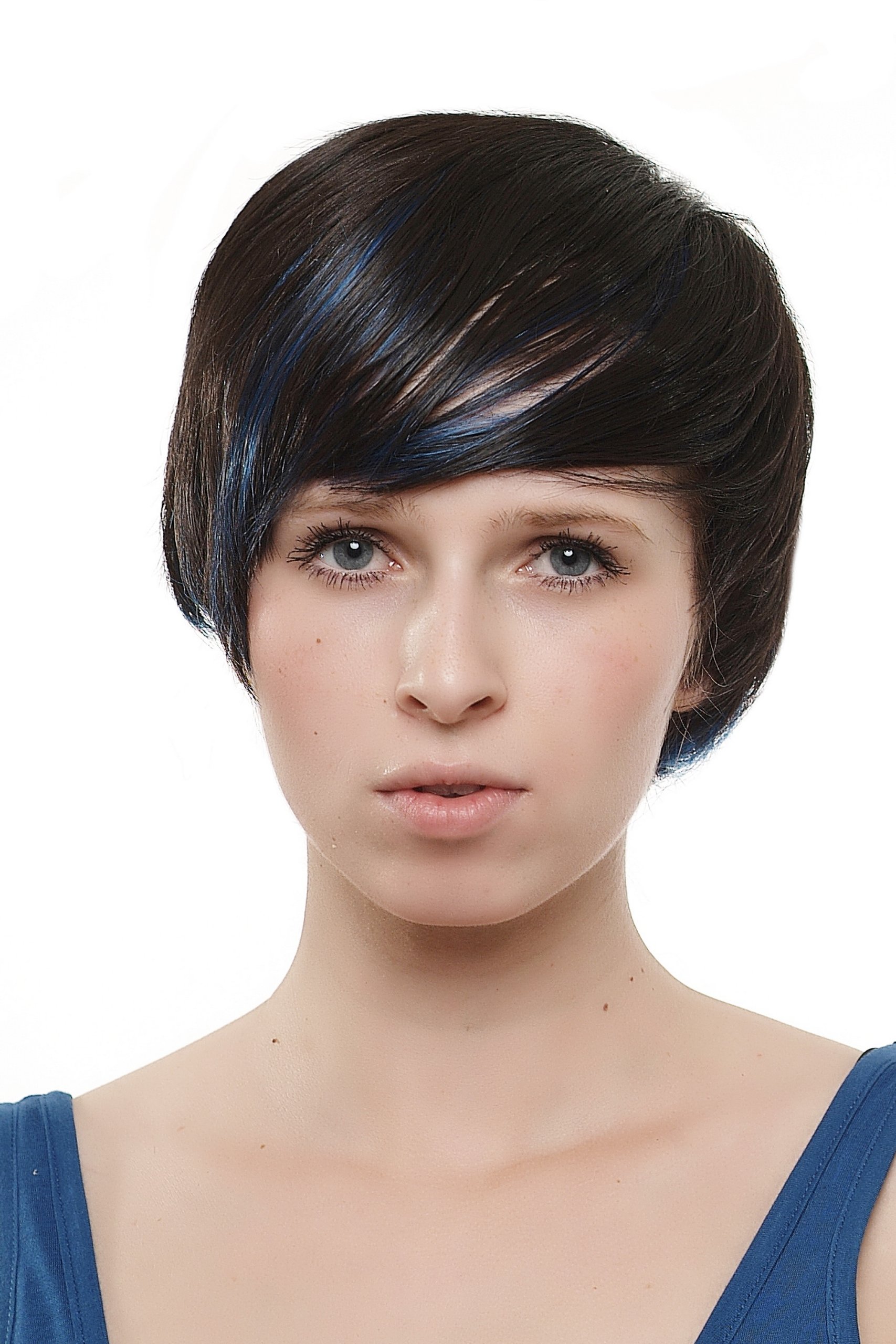 wig-me-up-sa019-4bb061-damen-bob-per-cke-dunkelbraun-mit-blauen-str-hnen image 1