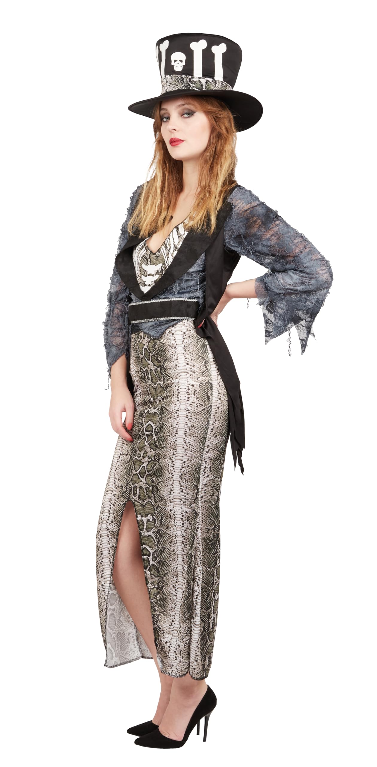 p-tit-clown-voodoo-kost-m-f-r-damen-kleid-und-hut-mit-knochen image 2