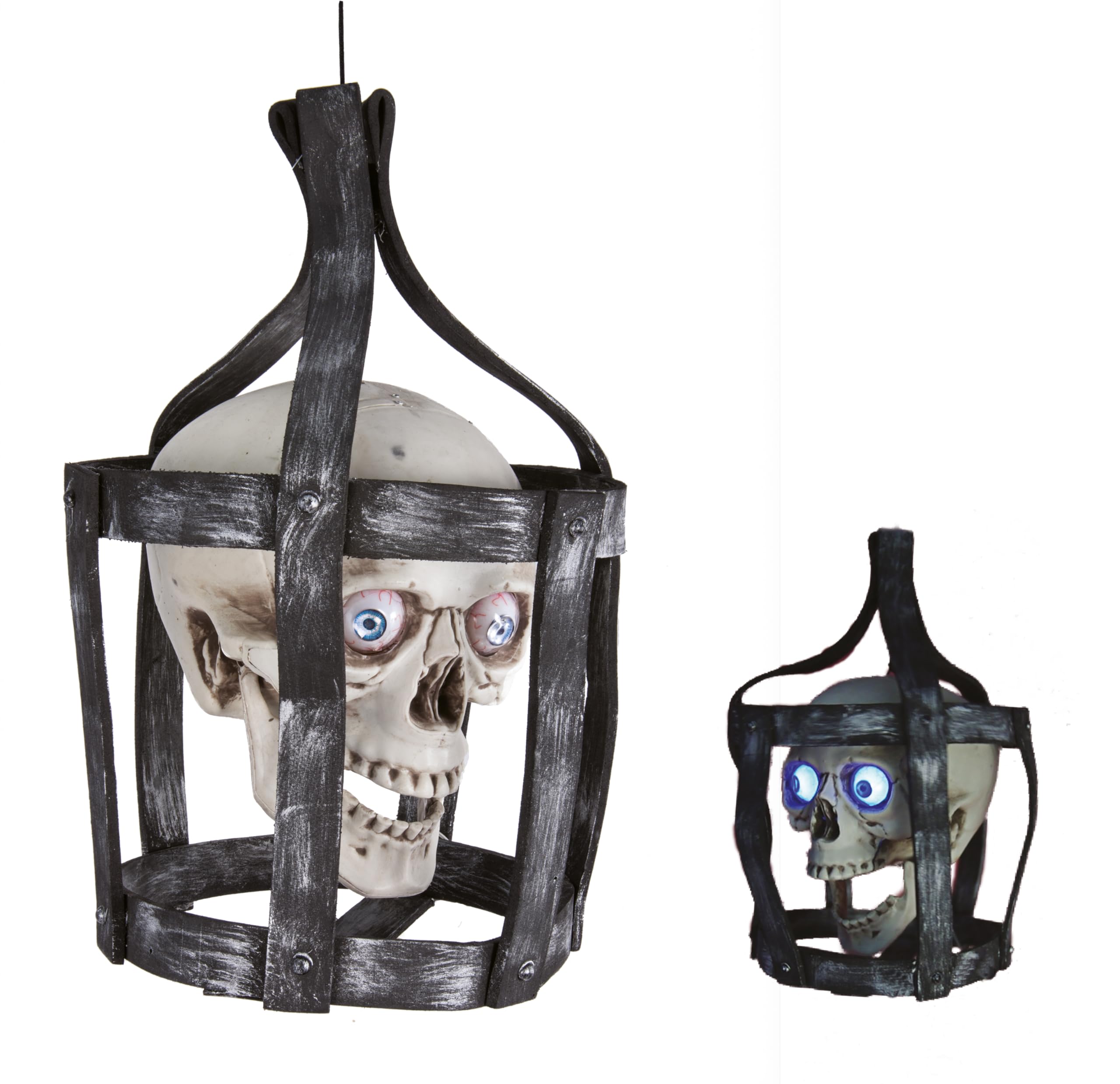 ptit-clown-11436-animierter-totenkopf-im-k-fig-halloween-animatronic-44-cm-mit-s image 1
