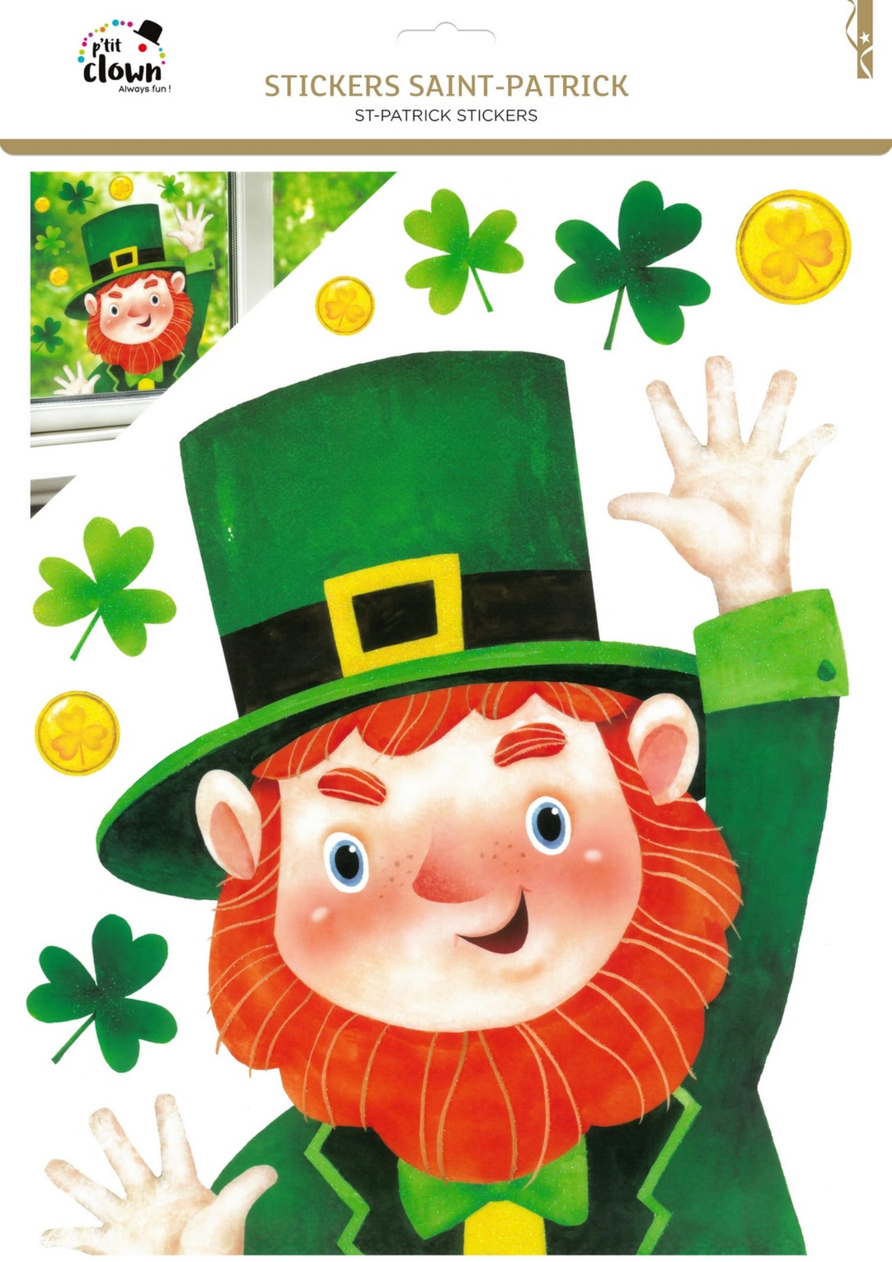 p-tit-clown-23249-fensteraufkleber-st-patrick-s-day-pvc-gr-n-rot image 2