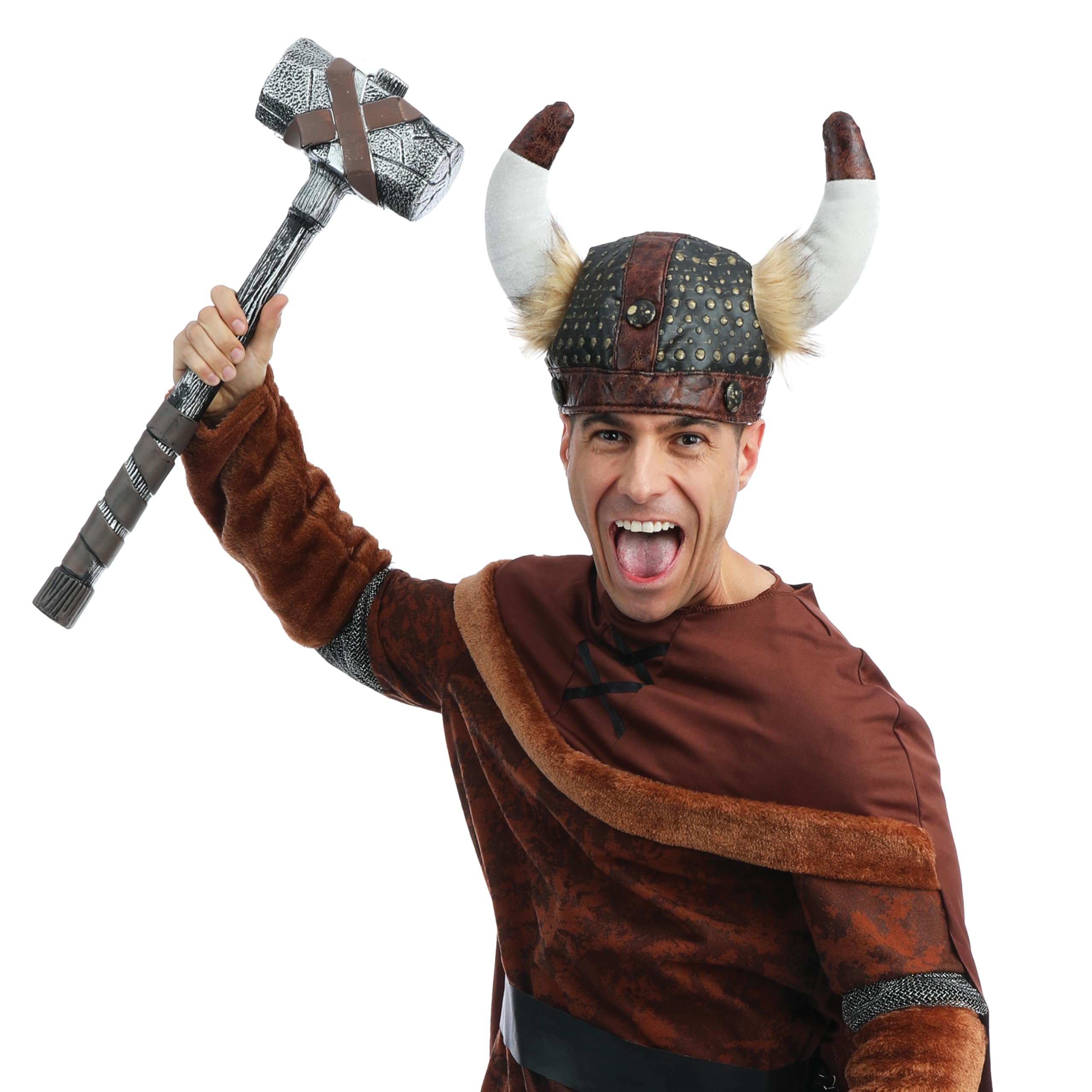 ptit-clown-wikingerhelm-braun-mit-h-rnern-und-haaren-f-r-erwachsene image 4