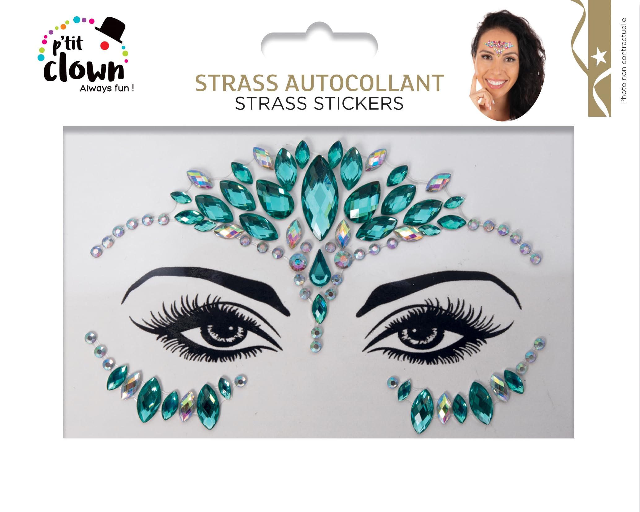 ptit-clown-strass-sticker-gesicht-selbstklebend-modell-zuf-llig image 5